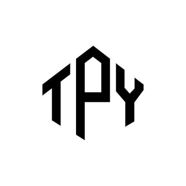 다각형 모양의 TPY 글자 로고 디자인, TPY 다각형 및 큐브 모양 로고 디자인 TPY 육각형 터 로고 템플릿, 색과 검은색 TPY 모노그램 비즈니스 및 부동산 로고