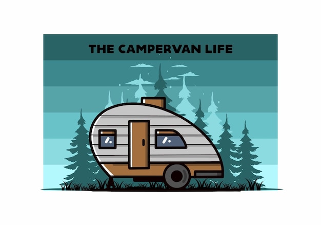 Traan camper vintage afbeelding ontwerp