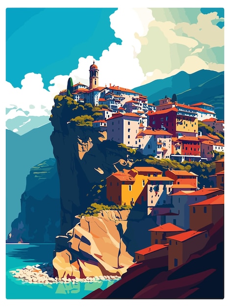 Trabzon Turkije Vintage reisposter Souvenir postkaart Portret schilderij WPA illustratie