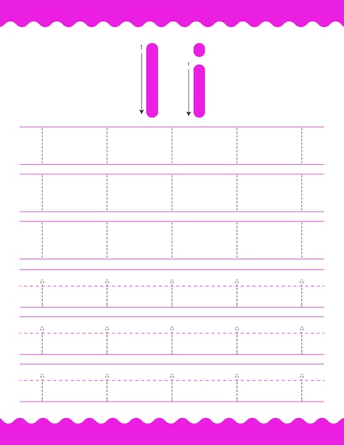 アルファベットをなぞる I はじめに トレーシング ワークシート 就学前の子供のアクティビティ シート Pre K 新学期