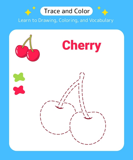 Trace and color fruit cherry voor kleuters en kleuters