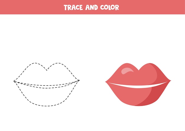 Trace and color activity page for kids Writing practice for preschoolers
