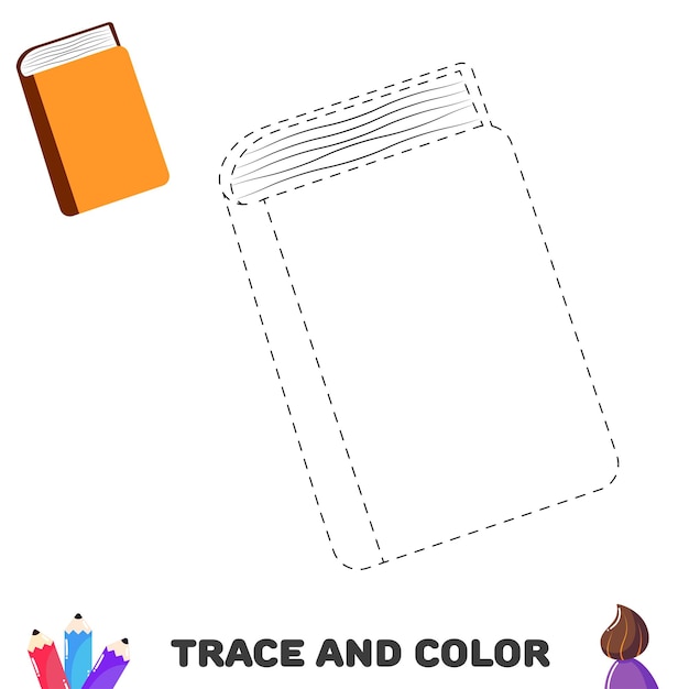 Trace and color book Handwriting practice for kids Educational sheet with game Vector illustrationxA