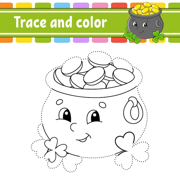 Trace and color Coloring page for kids Handwriting practice St Patricks day