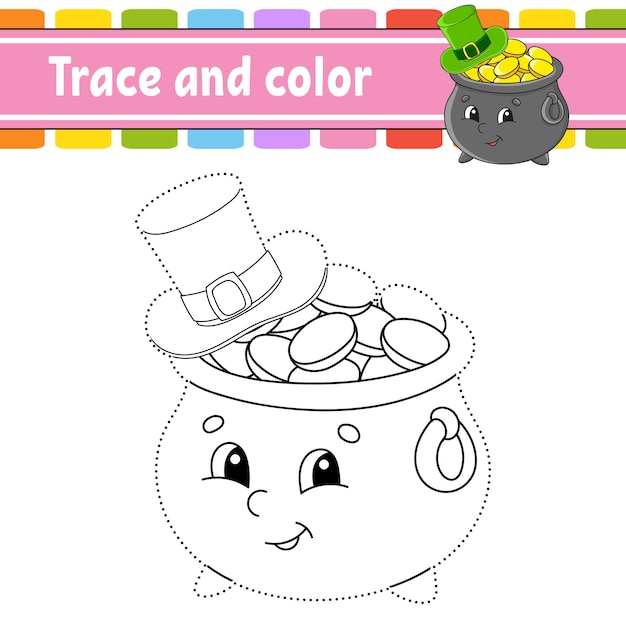 Trace and color Coloring page for kids Handwriting practice St Patricks day