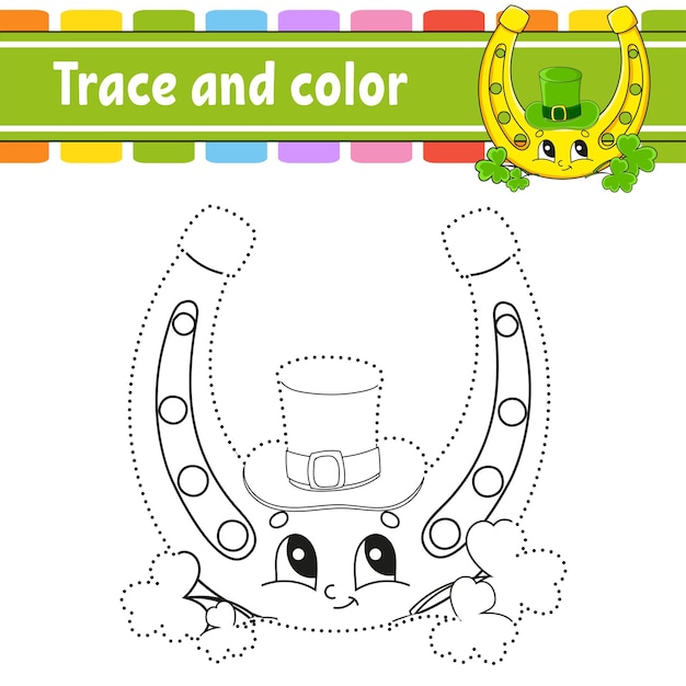 Trace and color Coloring page for kids Handwriting practice St Patricks day