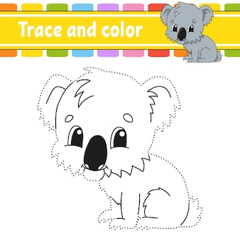 Traccia e colora pagina da colorare per bambini pratica della scrittura a mano