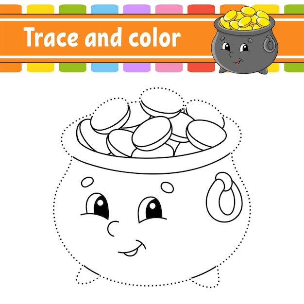 Trace and color. Coloring page for kids. St. Patrick's day.