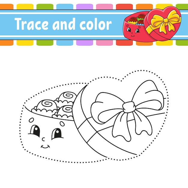 Trace and color. coloring page for kids.