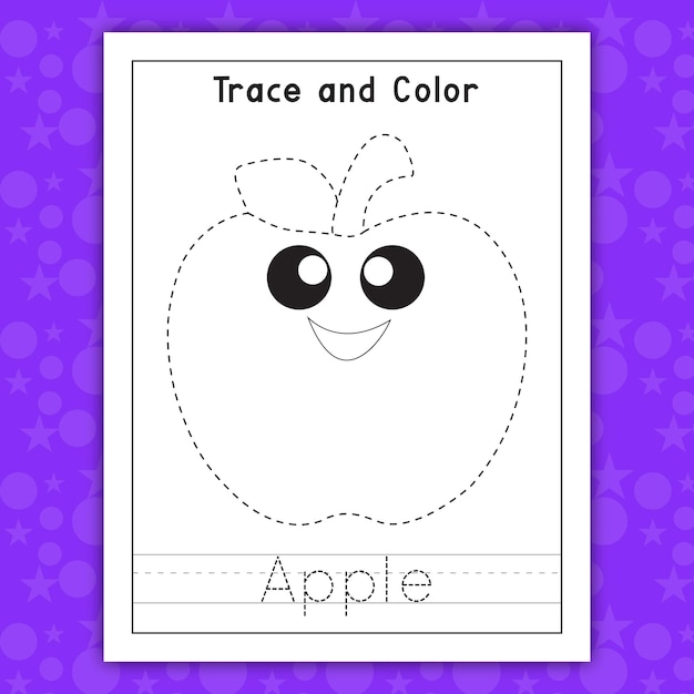 Trace and color fruit Banana for kids