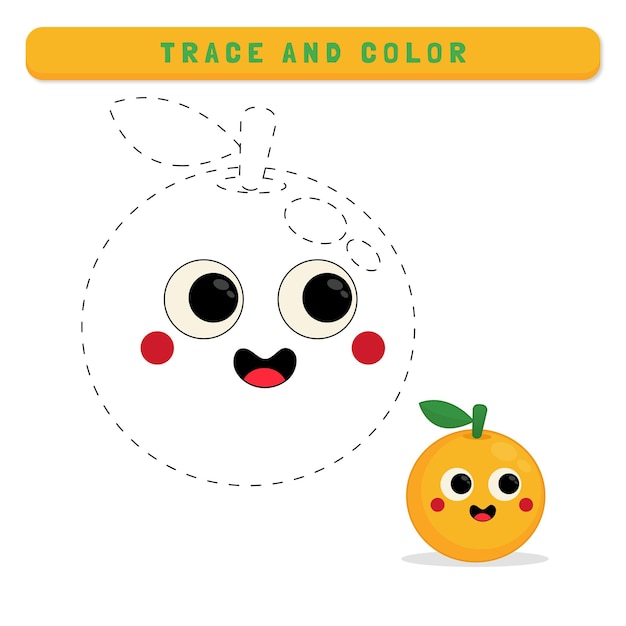 Trace and color fruit worksheet