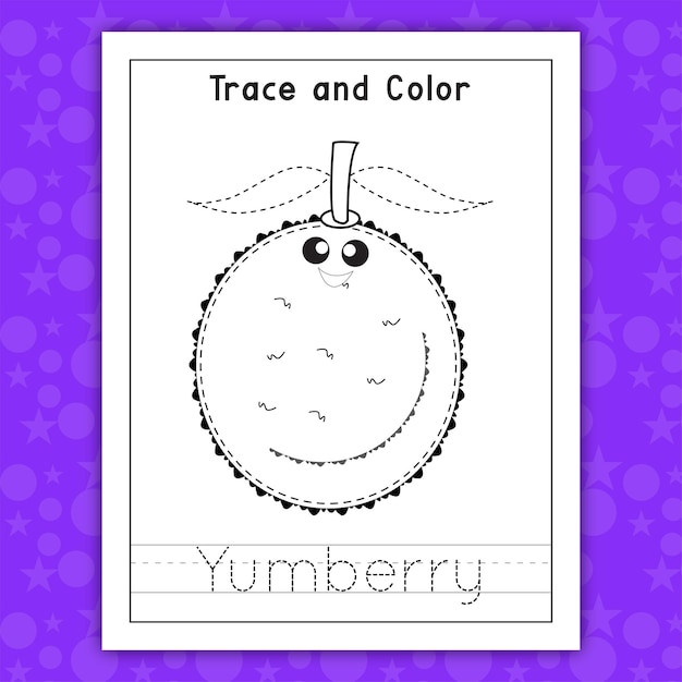 Trace and color fruit Yumberry for kids