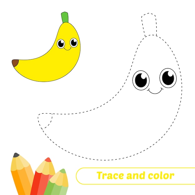 Vettore traccia e colora per il vettore di banana per bambini