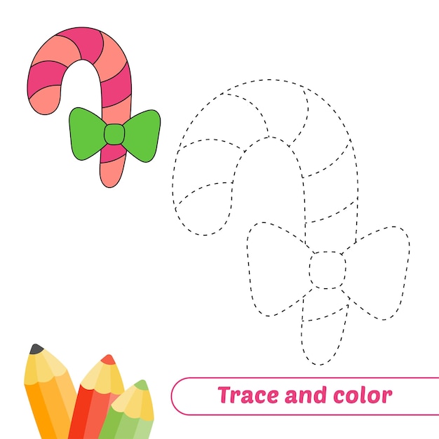 Trace and color for kids candy vector