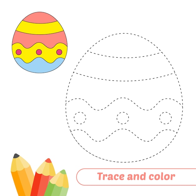 Трассировка и цвет для вектора пасхального яйца для детей
