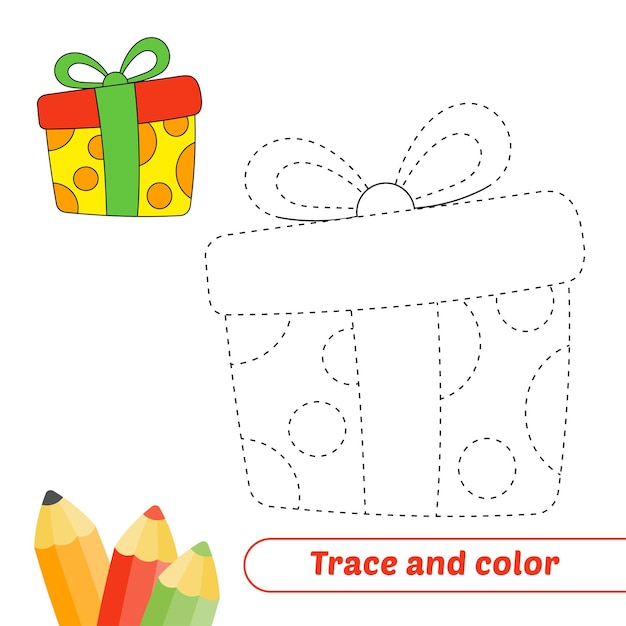 Трассировка и цвет вектора детской подарочной коробки