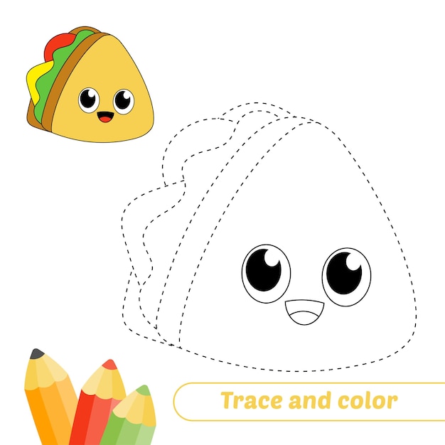 Trace and color for kids sandwich vector