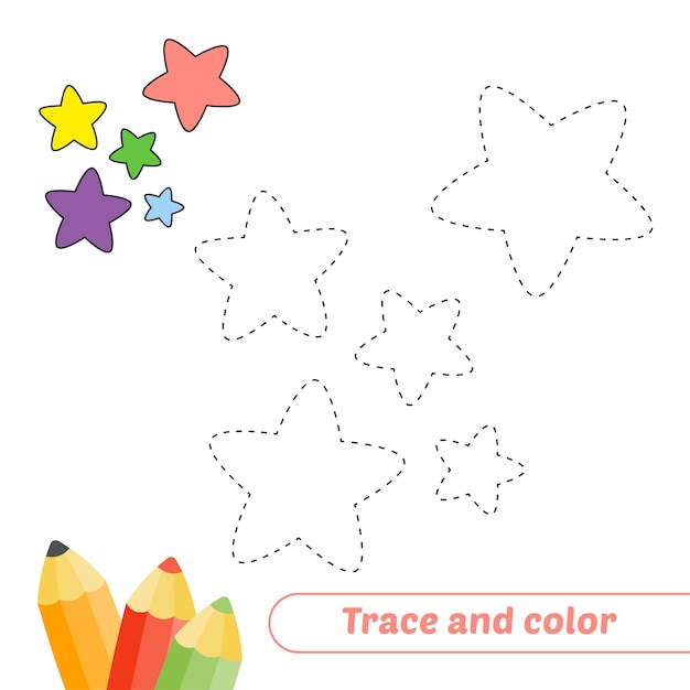 Vettore traccia e colora per il vettore di stelle per bambini