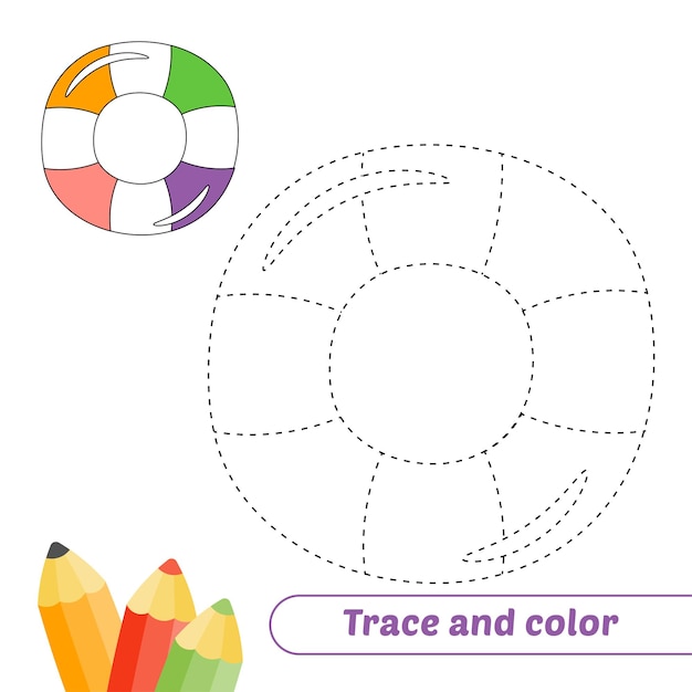 Traccia e colore per il vettore dell'anello di nuoto dei bambini