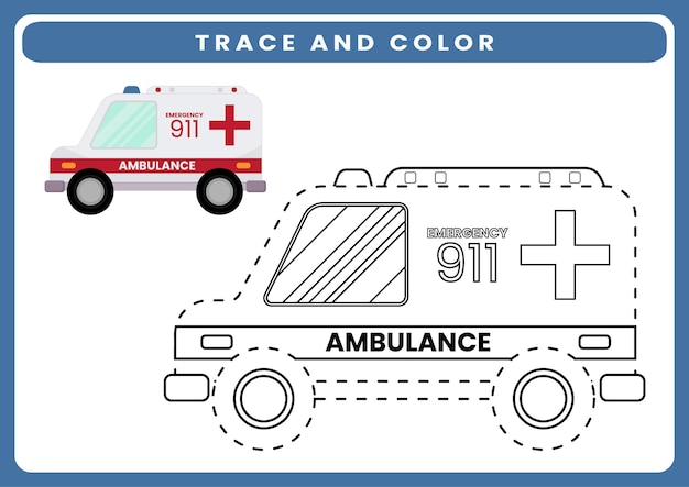 Trace and color worksheet for kids