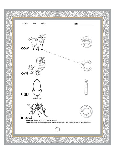 Trace de letters werkblad voor kinderen.