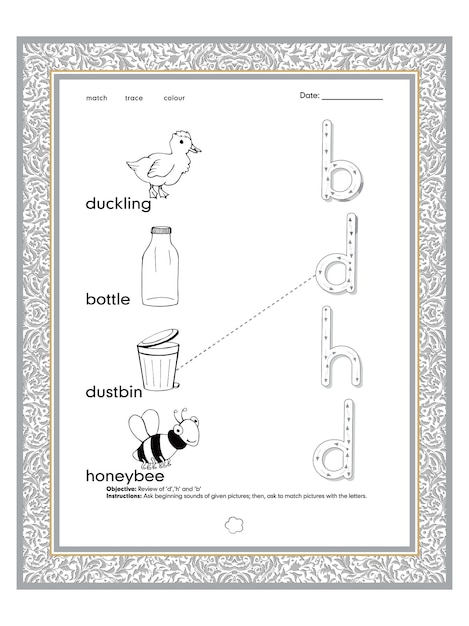 Trace de letters werkblad voor kinderen.