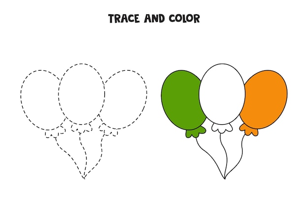 Trace en kleur ballonnen. Werkblad voor kinderen.