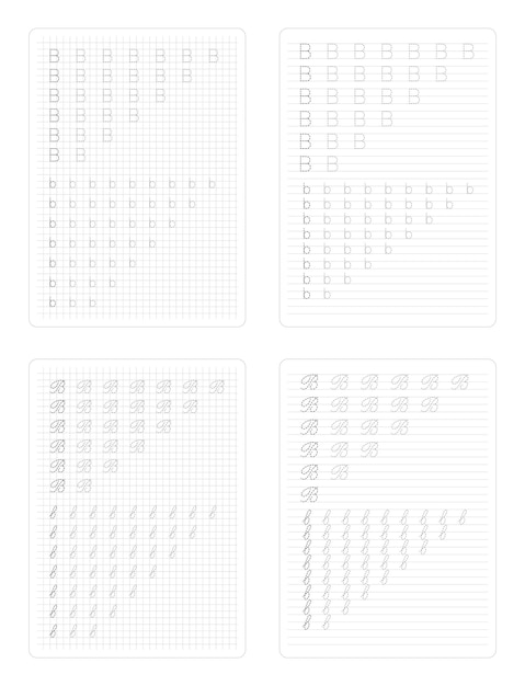 Отслеживание буквы B английского алфавита рукопись A4 Напечатаемая рабочая страница для детей дошкольного возраста