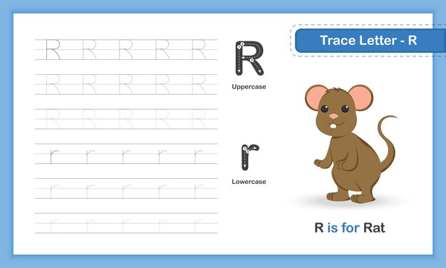 Trace Letter-G：AZ動物、小文字、手書きの練習帳