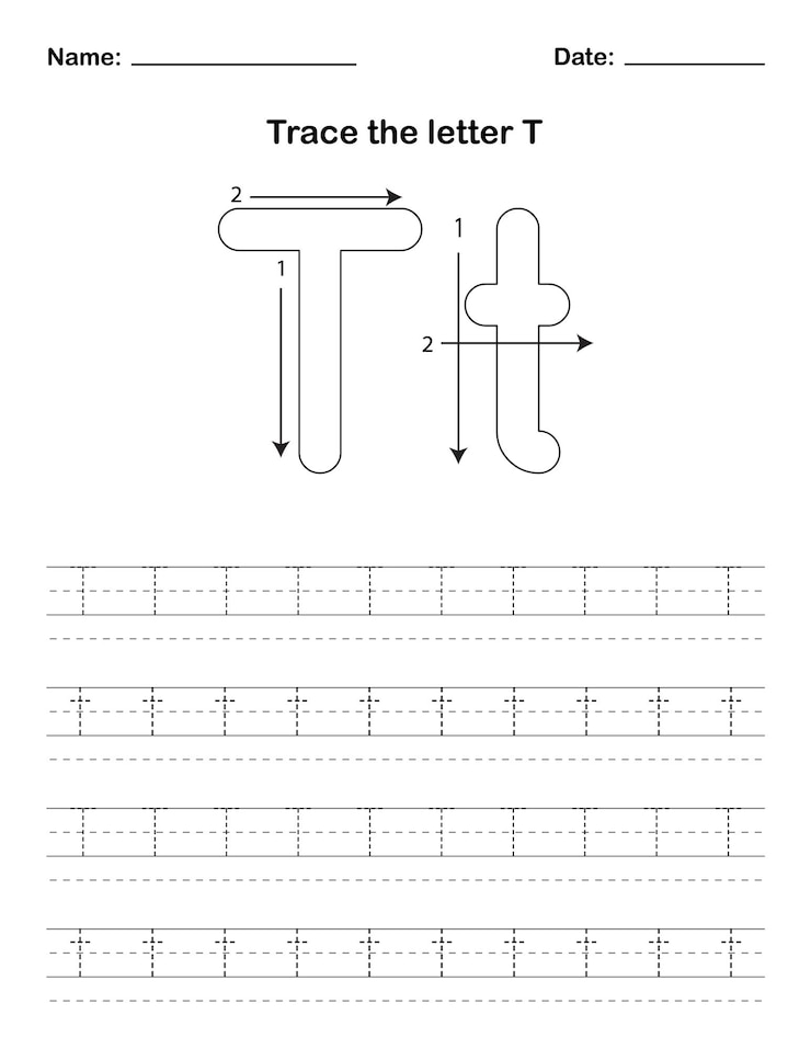 Trace the letter t
