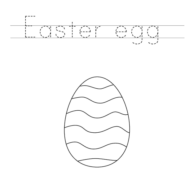 Trace the letters and color Easter egg. Handwriting practice for kids.