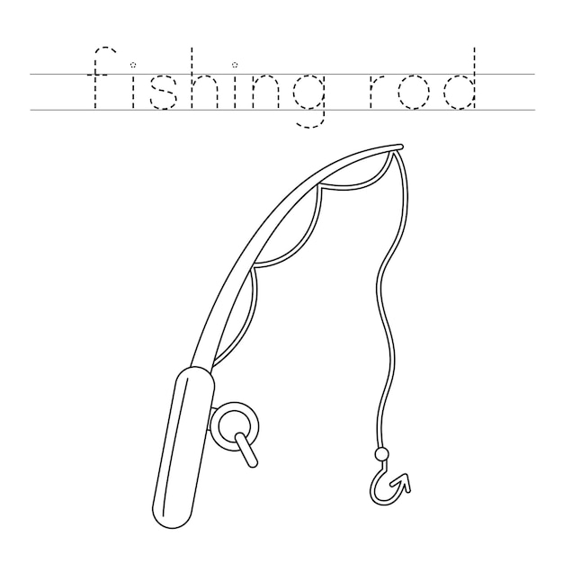 Premium Vector  Trace the letters and color fishing rod