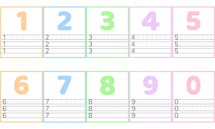 Vector trace line number for kindergarten and preshool kids. 