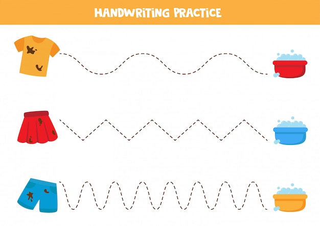 Traccia le linee tra vestiti sporchi e acqua