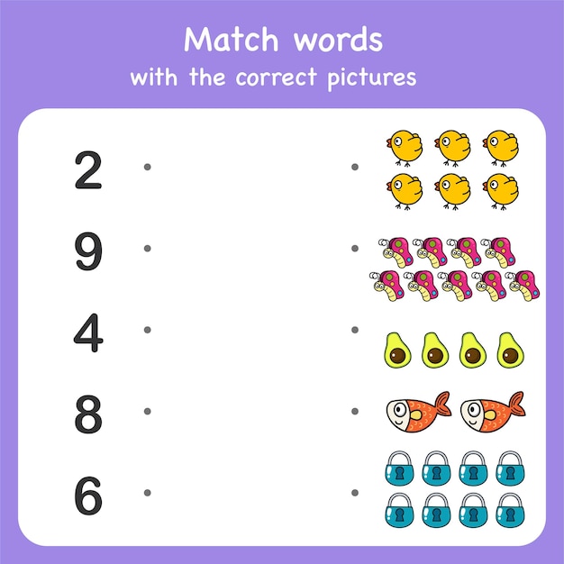 Trace and match words with pictures Educational worksheet for preschool