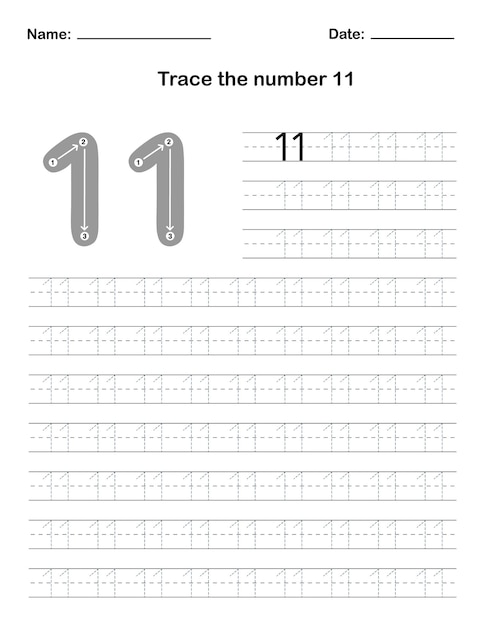 Trace the number 11