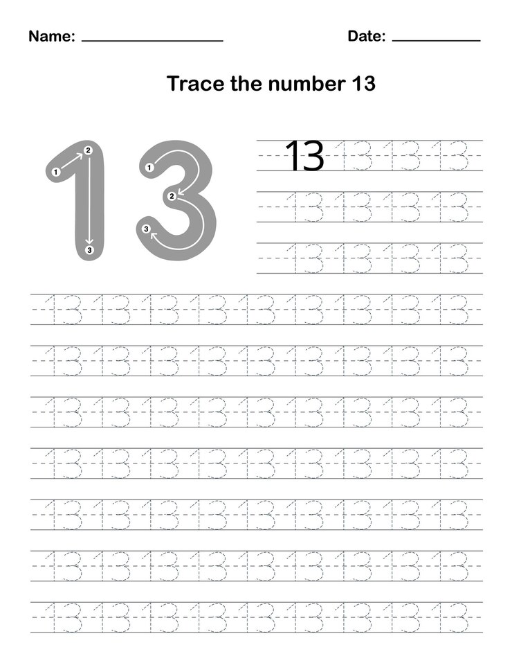 Trace the number 13