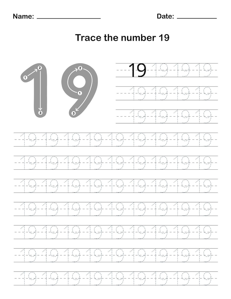 Trace the number 19