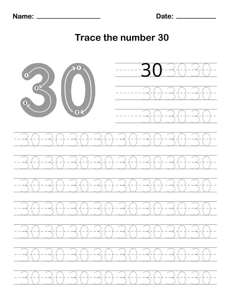 Trace the number 30