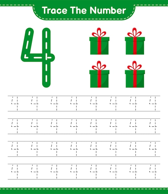 Trace the number educational worksheet