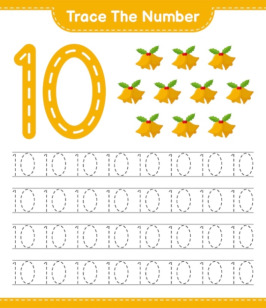 Trace the number educational worksheet