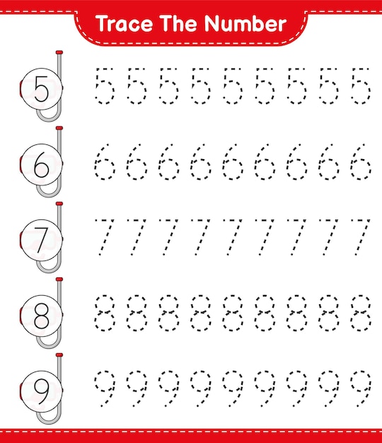 Trace the number tracing number with scuba diving mask educational children game
