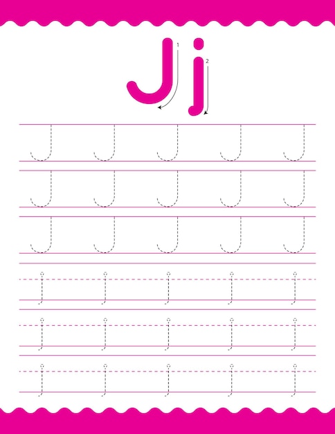 Trace the alphabet j beginning tracing worksheet лист для дошкольников pre k back to school