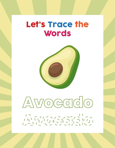 Вектор Проследи слова авокадо