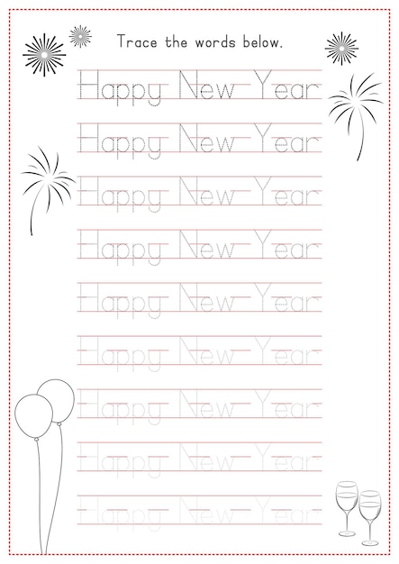 Vector trace the words happy new year