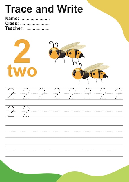 Trace and write number for children Exercise for children to recognize the number Writing activity