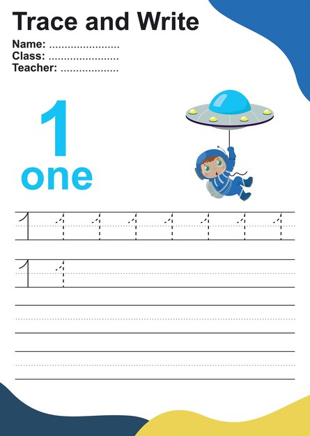 Trace and write number for children Exercise for children to recognize the number