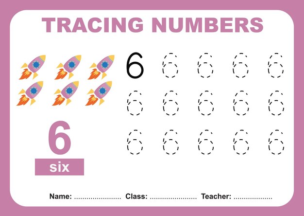 子供向けの数字をなぞって書く子供向けの数字を認識するための練習