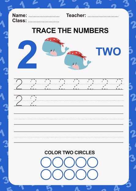 子供向けの数字をなぞって書く子供向けの数字を認識するための練習