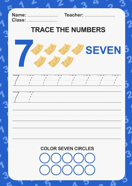 Trace and write number for children Exercise for children to recognize the number